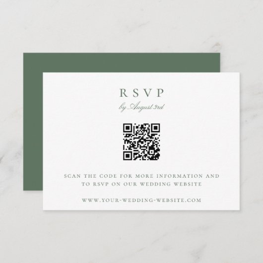 Botanische Crest Monogram QR Code Bruiloft RSVP Kaart (Voorkant / Achterkant)