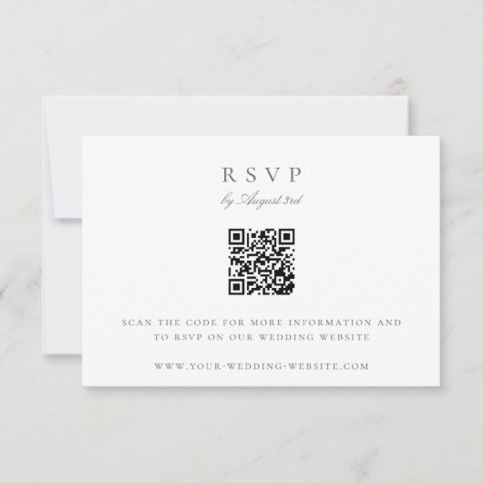 Botanische Crest Monogram QR Code Weddenschap RSVP Kaartje (Voorkant)