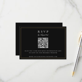 Botanische Crest Monogram QR Code Weddenschap RSVP Kaartje