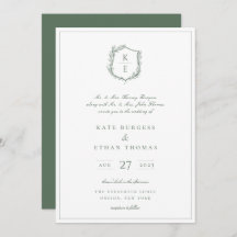 Botanische Crest Monogram Sage Green Wedding