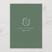 Botanische Crest Monogram Sage Weddenschap Details Informatiekaartje (Achterkant)