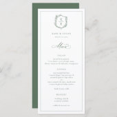 Botanische Crest Monogram Sage Weddenschap Menu (Voorkant / Achterkant)