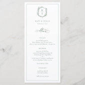 Botanische Crest Monogram Sage Weddenschap Menu (Voorkant)
