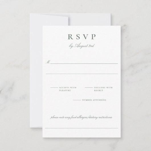 Botanische Crest Monogram Sage Weddenschap RSVP Kaartje (Voorkant)