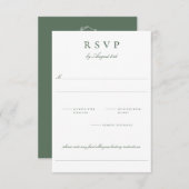 Botanische Crest Monogram Sage Weddenschap RSVP Kaartje (Voorkant / Achterkant)