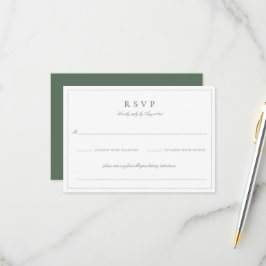 Botanische Crest Monogram Sage Weddenschap RSVP Kaartje