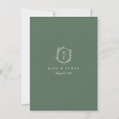 Botanische Crest Monogram Salie Bruiloft Details K Kaart (Achterkant)