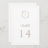 Botanische Crest Monogram Weddenafel Programmakaart (Voorkant / Achterkant)