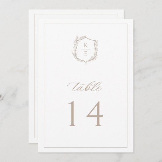 Botanische Crest Monogram Weddenafel Programmakaart (Voorkant / Achterkant)