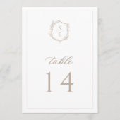 Botanische Crest Monogram Weddenafel Programmakaart (Voorkant)