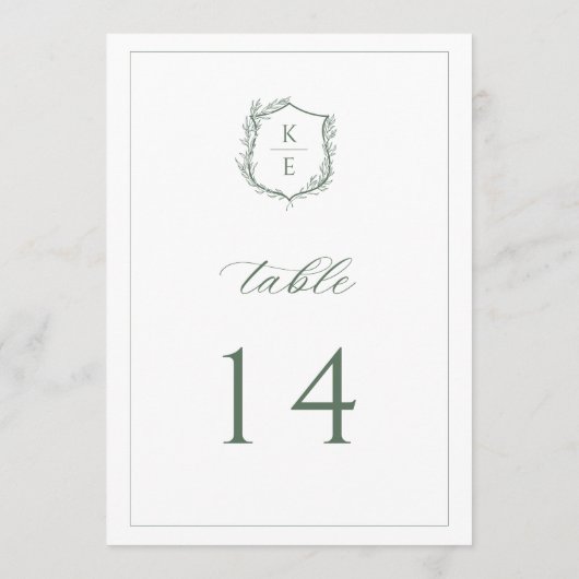 Botanische Crest Monogram Weddenafel Programmakaart (Achterkant)