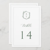 Botanische Crest Monogram Weddenafel Programmakaart (Voorkant / Achterkant)