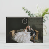 Botanische Crest Monogram Weddenfoto Bedankkaart (Staand voorkant)