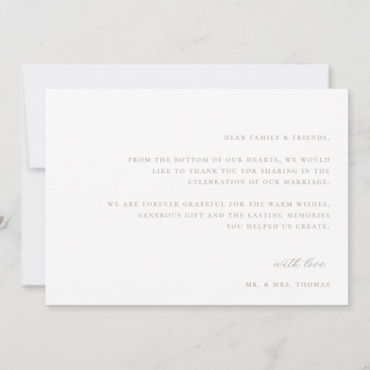 Botanische Crest Monogram Weddenfoto Bedankkaart (Achterkant)