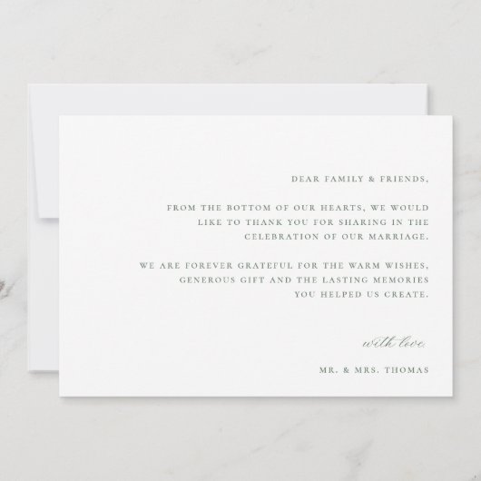 Botanische Crest Monogram Weddenfoto Bedankkaart (Achterkant)