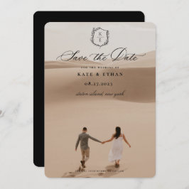 Botanische Crest Monogram Weddenfoto Save The Date