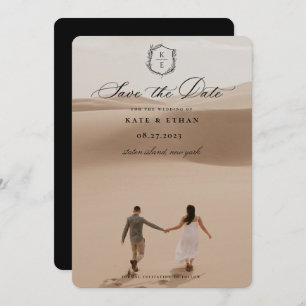 Botanische Crest Monogram Weddenfoto Save The Date