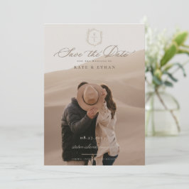 Botanische Crest Monogram Weddenfoto Save The Date