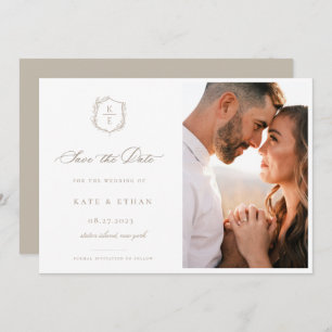 Botanische Crest Monogram Weddenfoto Save The Date