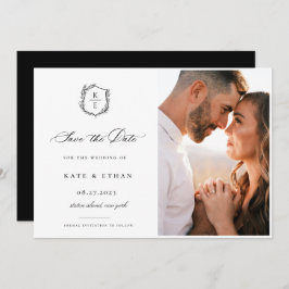 Botanische Crest Monogram Weddenfoto Save The Date