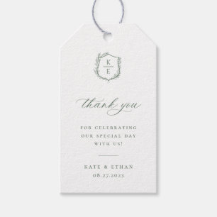 Botanische Crest Monogram Weddenschap Cadeaulabel