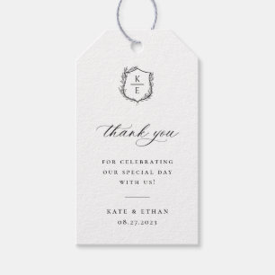 Botanische Crest Monogram Weddenschap Cadeaulabel
