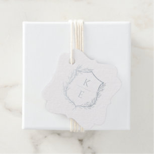 Botanische Crest Monogram Weddenschap Folie Favor Bedankjes Labels