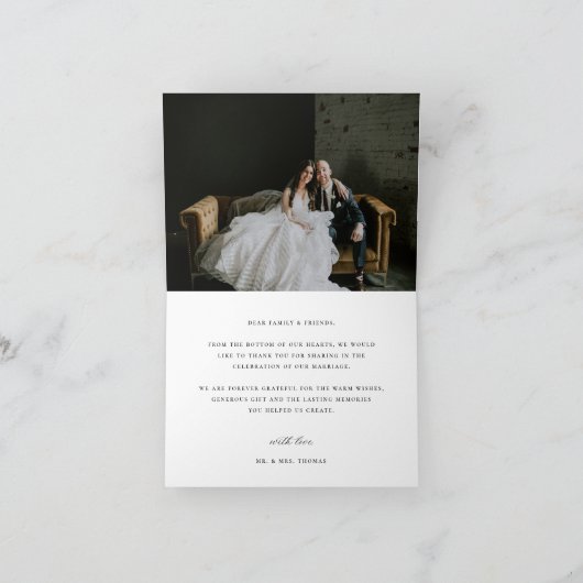 Botanische Crest Monogram Weddenschap Foto Foto be Bedankkaart (Binnen)