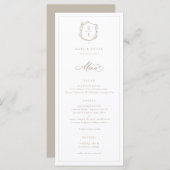 Botanische Crest Monogram Weddenschap Menu (Voorkant / Achterkant)