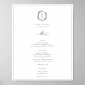 Botanische Crest Monogram Weddenschap Menu Poster (Voorkant)