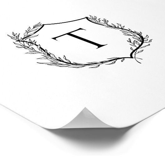 Botanische Crest Monogram Weddenschap Poster (Hoek)