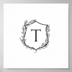Botanische Crest Monogram Weddenschap Poster
