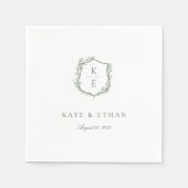 Botanische Crest Monogram Weddenschap Servet (Voorkant)