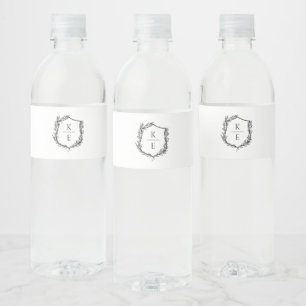 Botanische Crest Monogram Weddenschap Water Fles L Waterfles Etiket