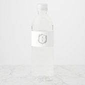 Botanische Crest Monogram Weddenschap Waterfles Etiket (Voorkant)