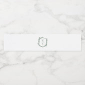 Botanische Crest Monogram Weddenschap Waterfles Etiket (Enkel label)