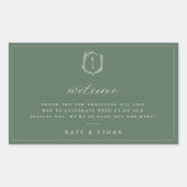 Botanische Crest Monogram Weddenschap Welkom Rechthoekige Sticker (Voorkant)