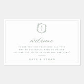 Botanische Crest Monogram Weddenschap Welkom Rechthoekige Sticker (Voorkant)