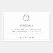 Botanische Crest Monogram Weddenschap Welkom Rechthoekige Sticker (Voorkant)