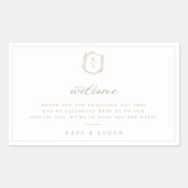 Botanische Crest Monogram Weddenschap Welkom Rechthoekige Sticker (Voorkant)