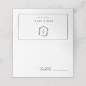 Botanische Crest Monogram Weddenschapskaart Plaatskaartje (Buitenkant ongevouwen)