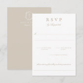 Botanische Crest Monogram Wedding RSVP Kaart (Voorkant / Achterkant)