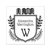 Botanische Crest Zigzag Ex Libris Boeknaam Initiaa Zelfinktende Stempel (Design)