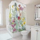 Botanische crocus Foxglove Flowers Showgordijn Douchegordijn (In situ)