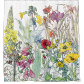 Botanische crocus Foxglove Flowers Showgordijn Douchegordijn (Voorkant)