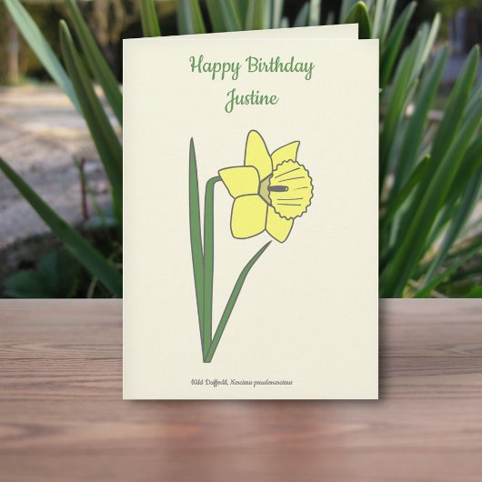 Botanische Daffodil Pastel Flower Verjaardag Kaart