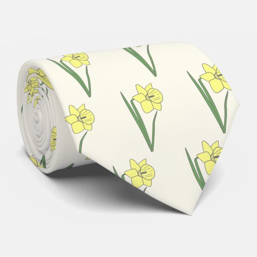 Botanische Daffodil pastelbloem Stropdas (Opgerold)