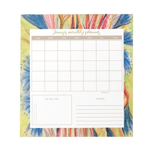 Botanische Dagelijkse Planner Pad met Kalender Notitieblok (Voorkant)
