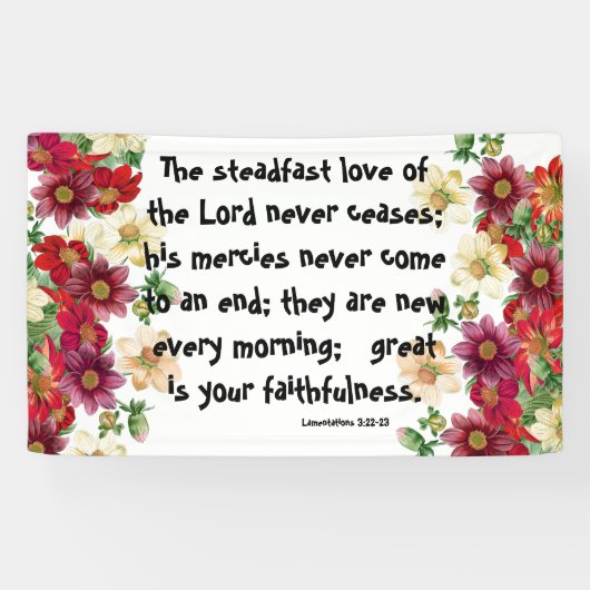 Botanische Dahila Flower Gods Love Christelijke Ba Spandoek (Horizontaal)