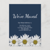 Botanische Daisies Nieuw Home Marine Blauw Aankondigingskaart (Voorkant)